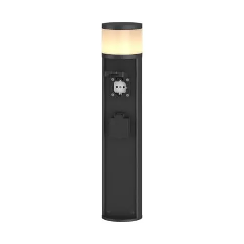 Lucande LED Sockelleuchte mit 2 Steckdosen - Spritzwassergeschützte Gartenlampe (IP44) mit 2 integrierten Steckdosen für praktische Stromversorgung im Außenbereich. Ideal für Sicherheit und Ambiente auf Wegen und Terrassen.