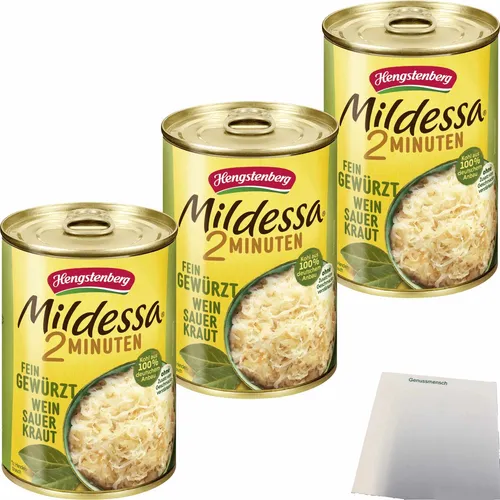 Hengstenberg Mildessa 2 Minuten Weinsauerkraut 3er Pack 3x400g Dose usy Block
