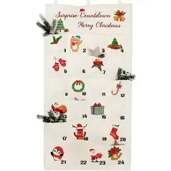 Weihnachtskalender 2024 XXL Stoff Wand Adventskalender 24 Taschen