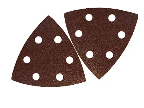Delta-Schleifdreiecke │50 Stück │ 6-Loch │ 93 x 93 x 93 mm │ Korn 120│ für Deltaschleifer │ Schleifblätter │ dreieckige Schleifpads │ Schleifpapier │Klett-Schleifdreiecke│