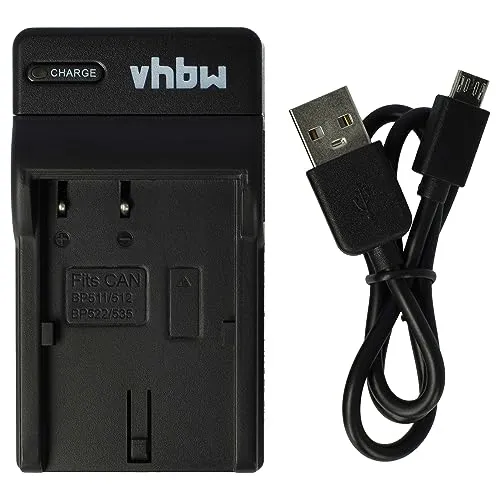 vhbw USB Akkuladegerät kompatibel mit Canon BP-508, BP-511, BP-511A, BP-512, BP-514 Digitalkamera, Camcorder, Action Cam-Akku - Ladeschale