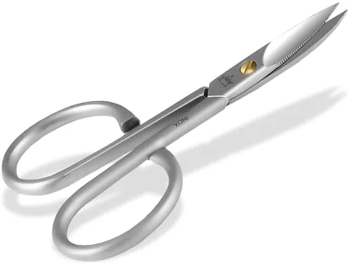 Nagelschere mit einseitiger Mikroverzahnung Fußnagelschere Edelstahl Rostfrei Maniküre Pediküre Schere mit großen Fingerlöchern Nagelschneider mit gebogener Schnittfläche für Fußpflege und Nagelpflege