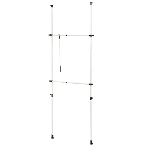 [en.casa] Teleskop Garderobensystem Kemi - Garderobenständer mit 2 verstellbaren Kleiderstangen, bis 20 kg belastbar, ideal für flexible Aufbewahrung ohne Bohren, passt perfekt in jeden Raum.