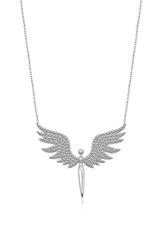 Einzelstück® Halskette Schutzengel 43cm + 3cm 925 Sterling Silber - Ketten für Damen: Edle Halskette mit Schutzengel-Anhänger aus 925 Sterling Silber, vergoldet, hypoallergen und perfekt für empfindliche Haut. Ein ideales Geschenk in hochwertiger Verpackung!
