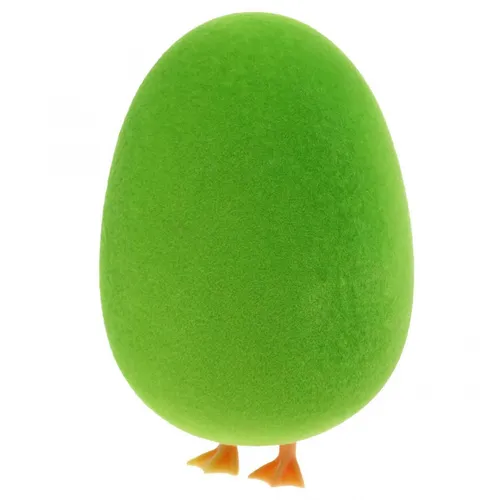 Osterdeko Ei mit Beinen, Grünes Osterei, 4er Set - Moderne Dekofiguren für den Frühling: 13 cm hohe, samtige Ostereier in frischem Grün, ideal für festliche Anlässe und als Hingucker in jedem Zuhause.