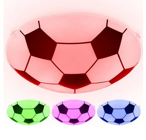 GLOBO LIGHTING Dekolicht, Leuchtmittel inklusive, Warmweiß, Kinder Decken Lampe DIMMBAR Fußball Glas Leuchte FERNBEDIENUNG im Set