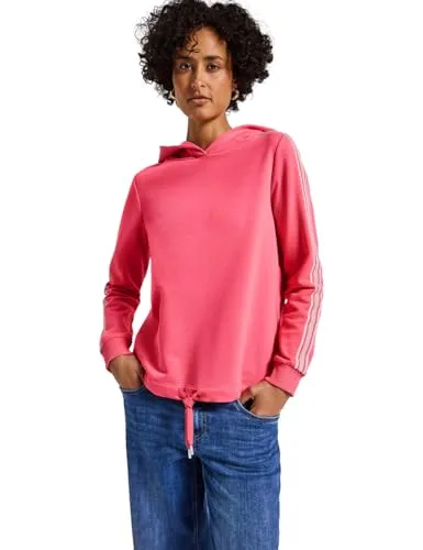 Hoodie STREET ONE Damen - Casual Sweatshirt in Almond Coral - Stylischer Hoodie von STREET ONE für Damen, gefertigt aus weichem Baumwoll-Mix (65% Baumwolle, 35% Polyester). Die Kapuze und Galonstreifen sorgen für einen lässigen Look. Ideal für den Alltag!