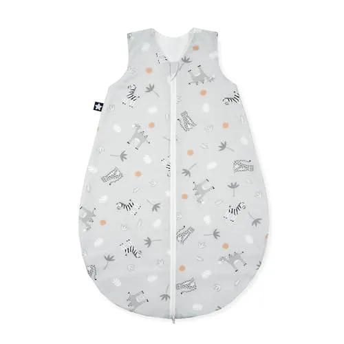 Julius Zöllner Schlafsack Jersey 2,5 TOG, Savanne grau, Gr. 68/74 - Baby Schlafsäcke, anschmiegsam und hautfreundlich, ideal für warme Sommernächte, waschbar bis 60°C, OEKO-TEX Standard 100, Made in Germany