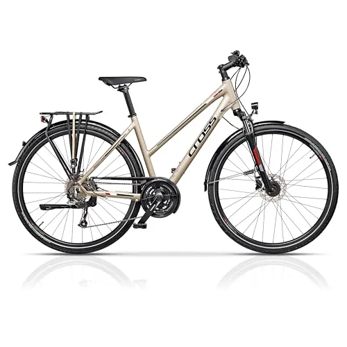 Airtracks 28 Zoll Damen Trekking Fahrrad TRAVEL Lady Trekkingrad Trekkingbike City Bike 24 x Gang Shimano Altus RD-M2000 SGS Beige Matt - Rahmenhöhen 44cm 48cm 52cm - (44cm (Körpergröße 150-165cm))