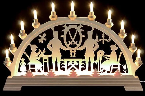 KWO Schwibbogen Erzgebirge mit 11 elektrischen Kerzen