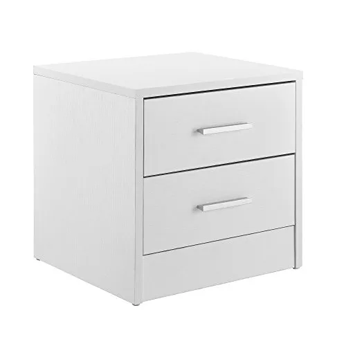 [en.casa] Eleganter Nachttisch mit 2 Schubladen - Moderner Nachttisch in Weiß mit 2 praktischen Schubladen, perfekt für Schlafzimmer und Büro. Maße: 38 x 34 x 37 cm.