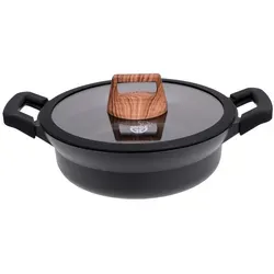 GRÄWE Servierpfanne 24 cm mit Glasdeckel - Pfanne mit 3-facher GREBLON C3 Antihaft-Beschichtung, hitzebeständig bis 380 °C, ideal für alle Herdarten und perfekt zum Servieren.