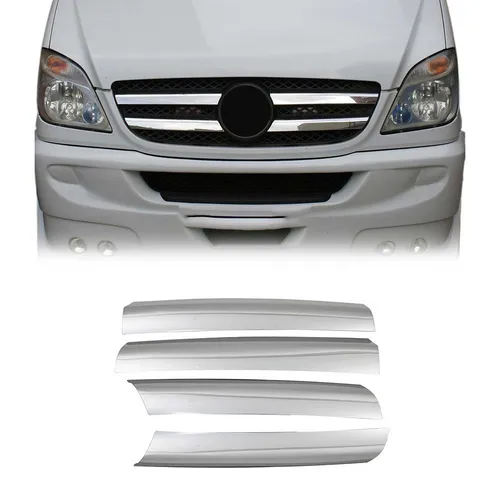 OMAC Zierleisten-Aufkleber Kühlergrill Leisten für Mercedes Sprinter W906 2006-2013 - Hochwertige Autoaufkleber aus rostfreiem Edelstahl, schützen vor Kratzern und verleihen Ihrem Fahrzeug ein stilvolles Aussehen. Einfache Installation ohne Bohren und schnelle Reinigung.