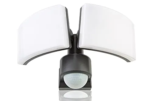 HUBER LED Strahler mit Bewegungsmelder 360° - 2 x 20W, 4400lm - Bewegungsmelder für Innen- und Außenbereich, IP65 wasserfest, mit 360° Erfassung bis 12m und energieeffizientem Licht in neutralweiß (4000K). Ideal für Garten, Garage und Flure.