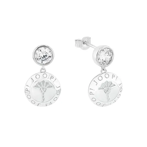 JOOP! Ohrhänger 925 Sterling Silber mit Zirkonia, 2 cm - Elegante Damenohrringe aus 925 Sterling Silber mit funkelndem Zirkonia, ideal als stilvolles Geschenk in edler Schmuck Geschenk Box.