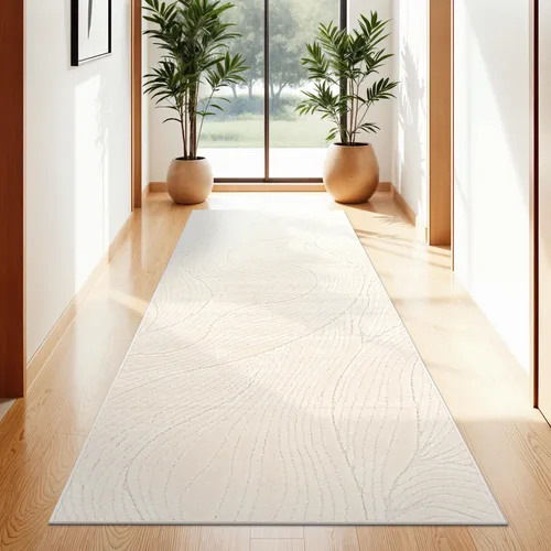 Outdoor Teppich Wetterfest Balkon Wohnzimmer Skandinavisch Boho Einfarbig Creme Grösse 60x100 cm