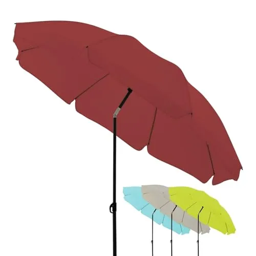 derby Sonnenschirm 196 cm in bordeaux – Windstabiler Strandschirm für Balkon, Garten & Strand - Vielseitiger Sonnenschirm mit praktischem Schieber und Knickgelenk für individuellen Schatten. Robust und wasserabweisend, ideal für entspannte Tage im Freien. Genießen Sie kühlen Schatten überall!