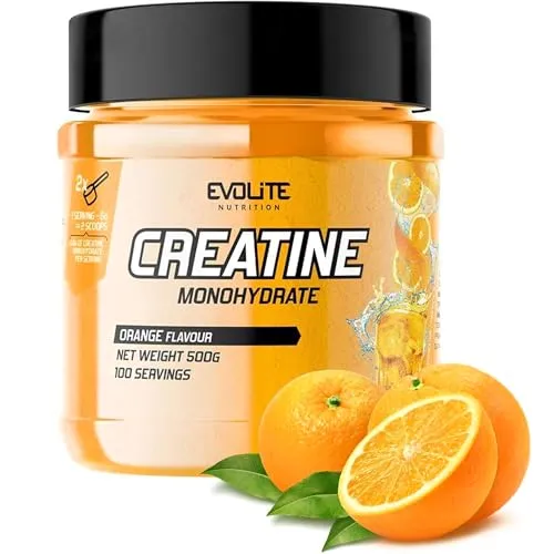 Creatin Monohydrat 500g - Kreatin mit Geschmack - Taurin Kreatin Pulver. 100 Portionen - Perfekt Löslich, Vegan & Mikronisiert, 3 Monate Vorrat - Evolite Nutrition