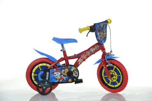 Paw Patrol Kinderfahrrad 12 Zoll – Original Disney Lizenz mit Stützrädern - Kinderfahrzeug für Fans der Paw Patrol, mit abnehmbaren Stützrädern und sicherer Quetschbremse – ideal für Abenteuer und das Erlernen des Fahrens.