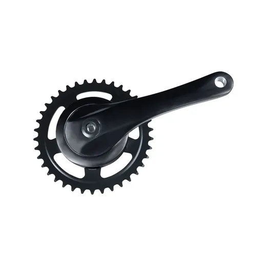 Kettenradgarnitur Alu Rock 170mm - 38 Zähne, schwarz - Fahrradkurbeln mit 4-kant und Abdeckscheibe, ideal für eine leichte und langlebige Leistung bei jedem Fahrradabenteuer.