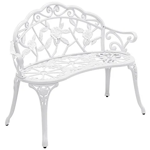 casa.pro Gartenbank Monfalcone - Wetterfeste 2-Sitzer-Bank aus Aluminiumguss und Gusseisen mit elegantem, nostalgischem Design - ideal für Garten, Terrasse oder Wintergarten.