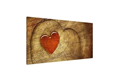 Bilderdepot24 Magnettafel Küche Holzoptik Natural Love, (1-tlg., Magnetboard Pinnwand für die Wand - metallische Tafel für Magnete), Magnetwand groß mit Motiv Büro Memoboard magnetisch Hochformat