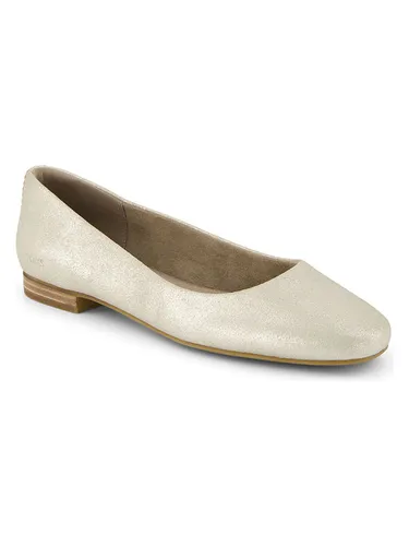 TOMS Damen Briella Ballerinas, Champagne Metallic Suede, 38.5 EU - Hausschuhe mit weichem Wildleder-Obermaterial und umweltfreundlicher OrthoLite Eco LT Hybrid Einlegesohle für hohen Tragekomfort und Nachhaltigkeit.