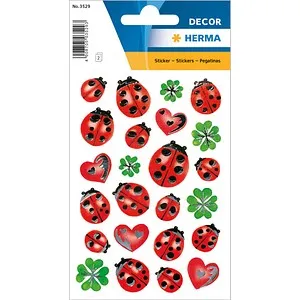 HERMA 3529 Aufkleber Marienkäfer Glück - 48 Stück Ladybug Sticker mit Silberprägung, ideal zum Dekorieren von Fotoalben und kreativen Projekten