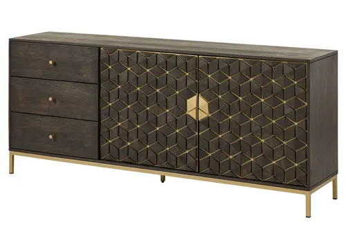 Massivmoebel24 Sideboard (Massivholz), Sideboard Mango 180x40x77 grau geölt DIAMOND #110