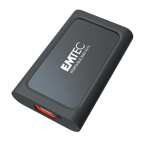 Emtec ECSSD2TX210 Externe SSD X210 Elite 2TB - Externe Festplatte mit 3D NAND Flash Technologie, inklusive USB-C 3.2 Gen2 Kabel und schützender Silikonhülle für maximale Sicherheit und Flexibilität.