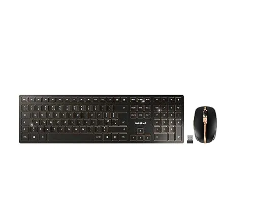 CHERRY DW 9100 SLIM - Kabelloses Tastatur- und Maus-Set - Maus-Tastatur-Set mit italienischem Layout, leisen Tasten und wiederaufladbarem Akku für wochenlange Nutzung - ideal für produktives Arbeiten im Büro oder Home Office.