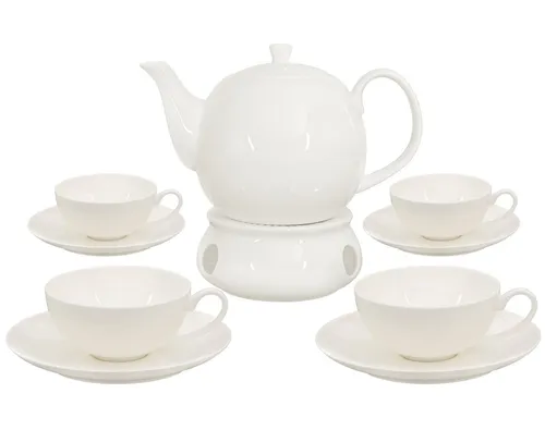 Buchensee Teeset / Teeservice / Teekanne mit Stövchen und 4 Tassen / Untertassen