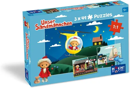HUCH Unser Sandmännchen Kinderpuzzle 3 Puzzles 49 Teile Puzzle Spielzeug NEU