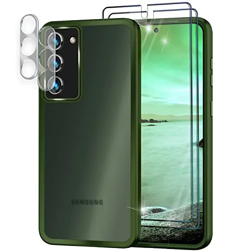 NALIA Matte Handyhülle für Samsung Galaxy S23 - Stoßfester Silikon-Rahmen & Semi-Transparent - FUZION (Anti-Fingerprint Case) - Marke aus Berlin, Farbe:Grün