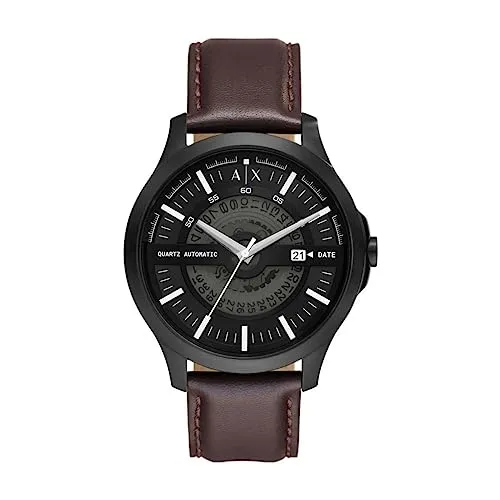 Armani Exchange Herrenuhr AX2446 - 3-Zeiger-Automatik mit recyceltem Edelstahl - Armbanduhren für Herren, stilvolle 46-mm-Gehäuse mit 3-Zeiger-Automatik-Quarzwerk und 50 m wasserdicht, ideal für Alltag und Freizeit.