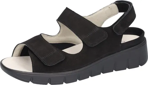 Waldläufer Plateausandale Klettschuh - Komfortabler Sommerschuh in Extraweite K - Wanderschuhe mit elastischem Nubukleder, ideal für langen Tragekomfort. Die herausnehmbaren Innensohlen und der offene Schnitt sorgen für optimale Belüftung.