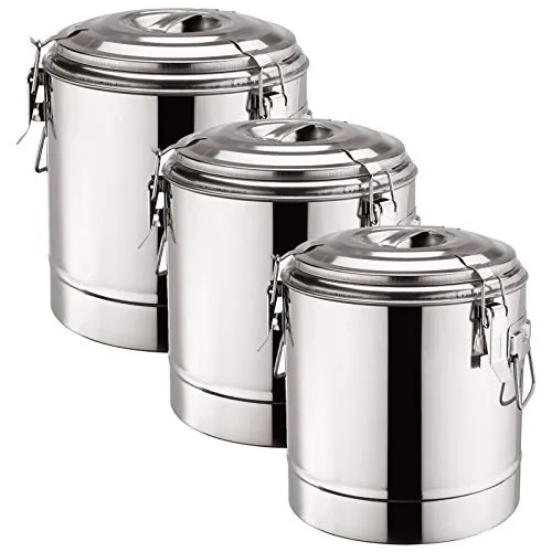 Doppelwandiger Thermospeisebehälter aus Edelstahl 22 Liter - Thermobehälter für warme und kalte Speisen, mit praktischem Drip-Off-Hahn und robustem Edelstahl, ideal für Catering oder Gastronomie.