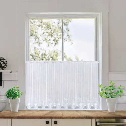 Gerster Scheibengardine Fabia, transparent, maßgefertigt, 80 cm x 45 cm - Gardinen aus feinem Voile, individuell nach Maß gefertigt, bieten sanften Lichteinfall und stilvolle Fensterdekoration mit floralem Design.