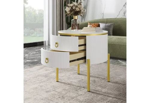 MODFU Couchtisch mit Schubladen und goldenen Beinen