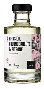 WAJOS Pfirsich, Holunderblüte & Zitrone Tonic Sirup 200ml | Sirup zum Mixen von Tonic Water, alkoholfreien Cocktails & klassischem Gin Tonic | Gin Fans