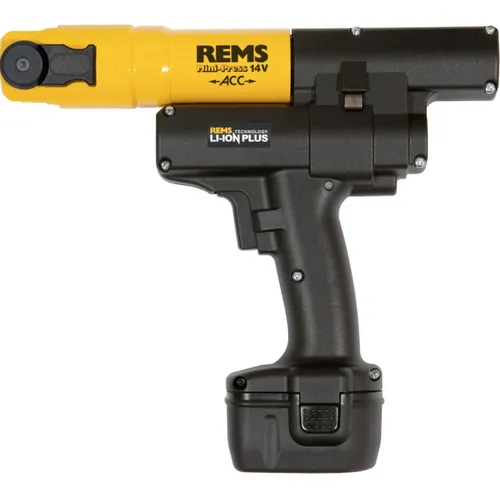 Rems Mini-Press ACC Akku Presszange mit Zubehör - Installateurwerkzeuge, leistungsstarke Akku Presszange für präzise Verbindungen von 10 - 40 mm, inkl. Akku und Ladegerät im praktischen Koffer.