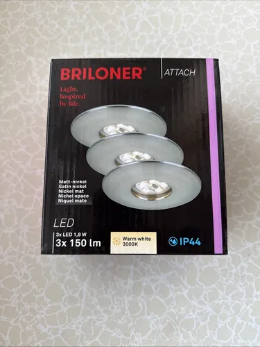 3x Briloner 7240-032 Nickel-matt mini LED Einbauleuchten 3x 1,8W 3x 150lm IP44