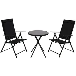 DEGAMO Bistroset MILANO 3-teilig - Stilvolles Gartenset in Schwarz-Grau - Das DEGAMO Bistroset MILANO überzeugt mit modernem Design und hohem Sitzkomfort. Ideal für Balkon oder Terrasse, bietet es klappbare Sessel und einen eleganten Tisch aus pflegeleichtem Material – perfekt für entspannte Momente im Freien.