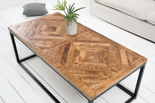 riess-ambiente Couchtisch INFINITY HOME 100cm - Couchtisch im Industrial Look aus massivem Mangoholz und pulverbeschichtetem Metall, einzigartig durch individuelle Maserungen und authentische Schweißnähte.