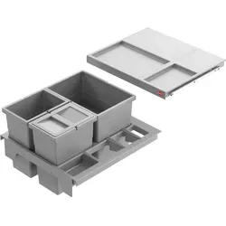 Hailo Einbaumülleimer AS Separato K 500 - 3-fach Abfallsammler für Schubladenschränke ab 50 cm Breite, mit praktischem Vollauszug und integriertem Staufach, Gesamtvolumen 34 Liter, ideal für müheloses Mülltrennen in der Küche.