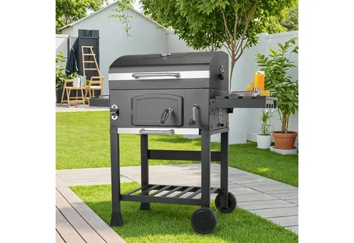 TLGREEN Holzkohlegrill mit Deckel, Grill Grillwagen BBQ Smoker XL, Holzkohlegrill mit Ablage, Standgrill, Groß Kohlegrillwagen für Camping, Garten