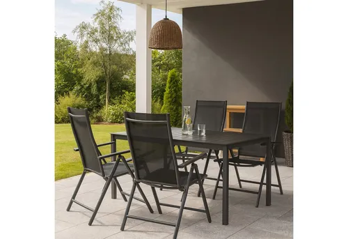 Progarden Hochlehner Klappstuhl Set (4 St) - Anthrazit - Stabile Klappstühle für Garten und Balkon, hochwertig verarbeitet mit verstellbarer Lehne und leicht zu reinigendem Bezug. Ideal für Feste und entspannte Pausen im Freien.