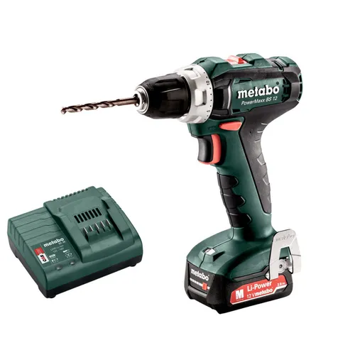 Metabo Akku-Bohrschrauber PowerMaxx BS 12 - Akkuschrauber mit 1x 2,0 Ah Akku und Lader, leistungsstark und kompakt für vielseitige Anwendungen im Heimwerkerbereich.