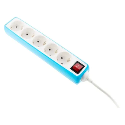 Zenitech, 5-fach Schuko 16A Steckdosenleiste mit integriertem Schalter, stoßfester Silikonmantel, HO5VV-F 3G1,5mm² Verkabelung, Leistung 3680W bei 230V, 1,5m Kabel, Farben Grau, Taupe oder Blau