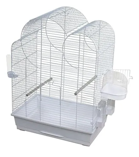 DUVO+ Vogelkäfig Eliza weiß - Eleganter Vogelkäfig in Weiß, ideal für Papageien und andere Vögel, bietet viel Platz und Komfort.